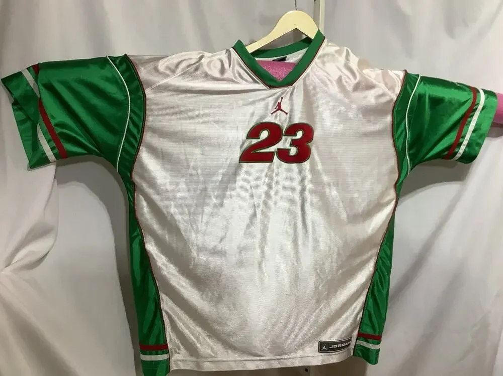 Vintage Air Jordan 23 Basketball Jersey Mens XXL White Green Red Mesh Y2K Shirt